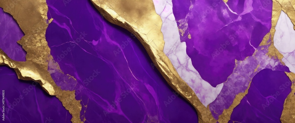 illustration of Purple marble texture background with cracked gold details illustration of Purple marble texture background with cracked gold details