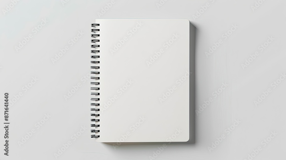 Closed spiral-bound notepad, blank mockup on a clean white background Closed spiral-bound notepad, blank mockup on a clean white background