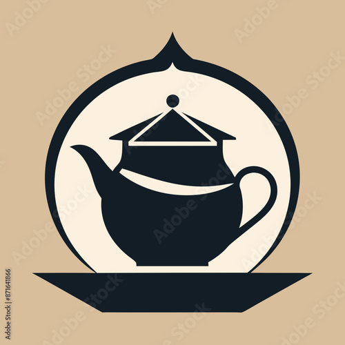 
     Tea house logo vector illustration.
