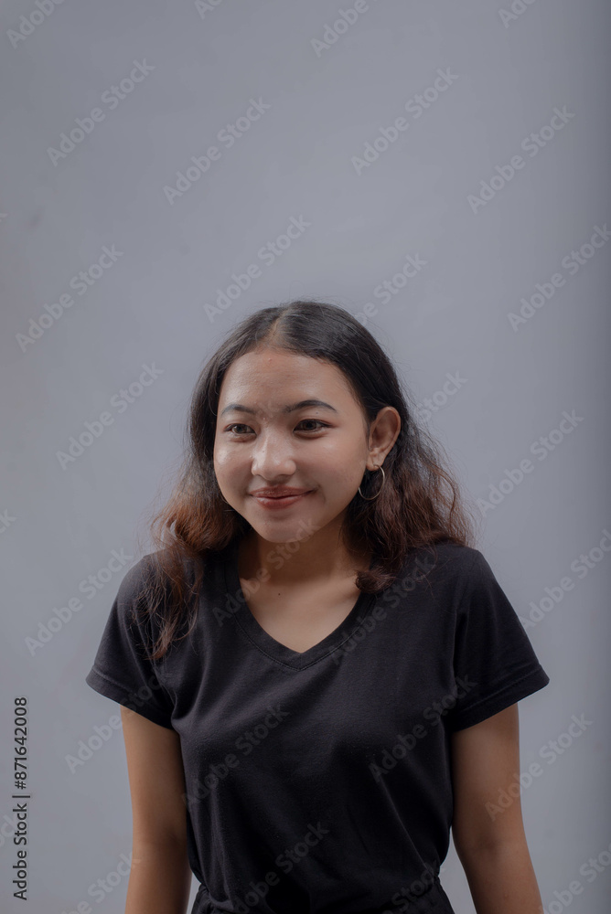 Beauty Asian Woman Portrait with Curly Long Hair Beauty Asian Woman Portrait with Curly Long Hair