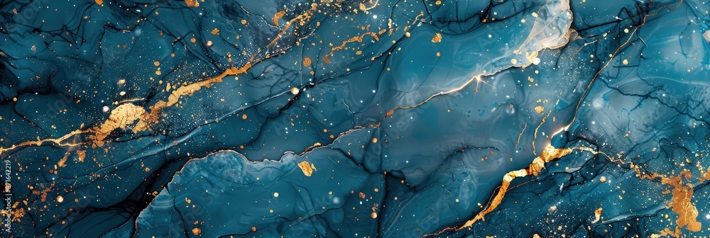 Fototapeta premium Abstract Blue and Gold Marble