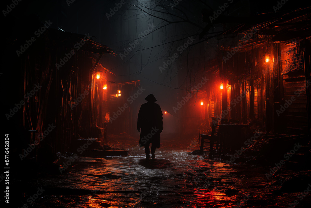 A Shadowy Figure With Glowing Red Eyes Lurking In A Dark Alley A Shadowy Figure With Glowing Red Eyes Lurking In A Dark Alley