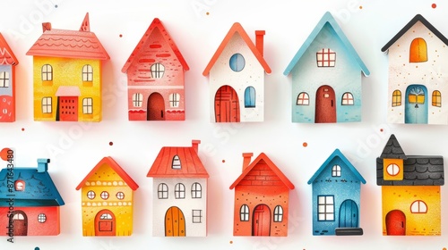 Colorful house shadow matching game