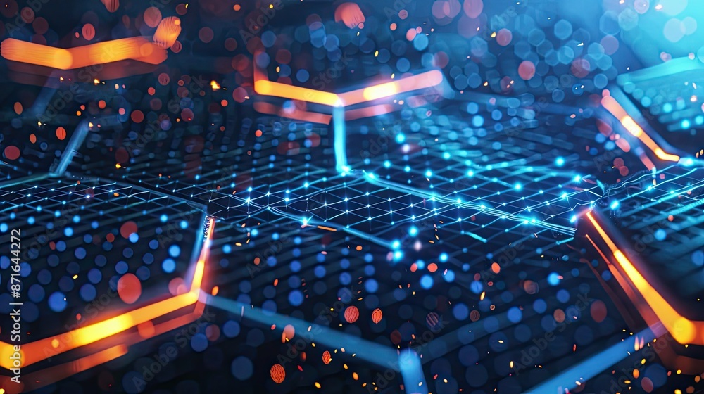 Hexagon network technology abstract background, perfect for digital innovation and connectivity Hexagon network technology abstract background, perfect for digital innovation and connectivity