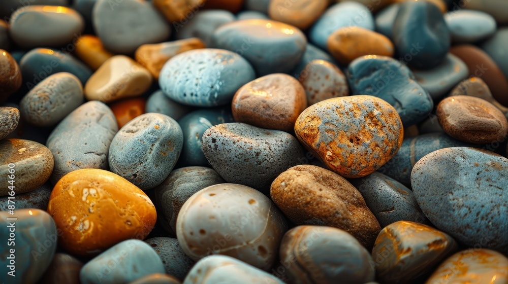 Smooth pebbles in a close-up view Smooth pebbles in a close-up view