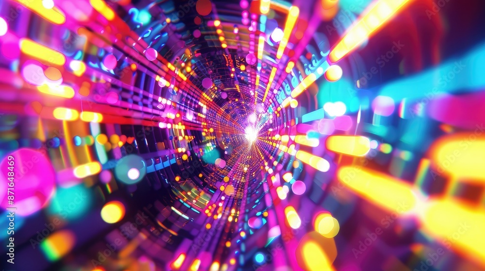 Fototapeta premium Vibrant neon lights pulsating in abstract patterns