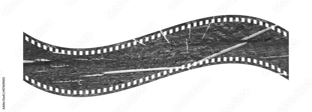 Obraz premium 35mm vintage film strip in 3d vector design with on white background. Black film reel symbol illustration to use in photography, television, cinema, travel, photo frame. 