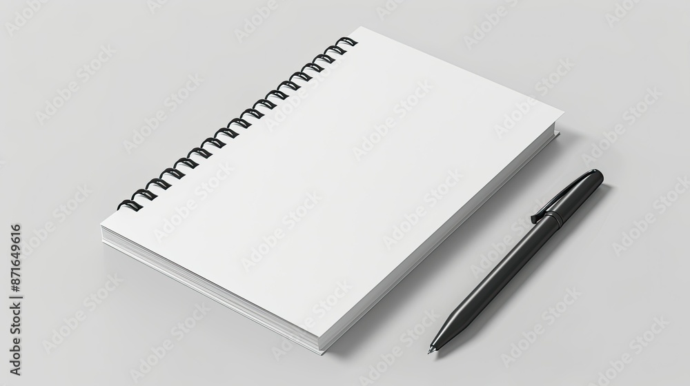 Realistic closed blank spiral notepad, mockup on white background Realistic closed blank spiral notepad, mockup on white background