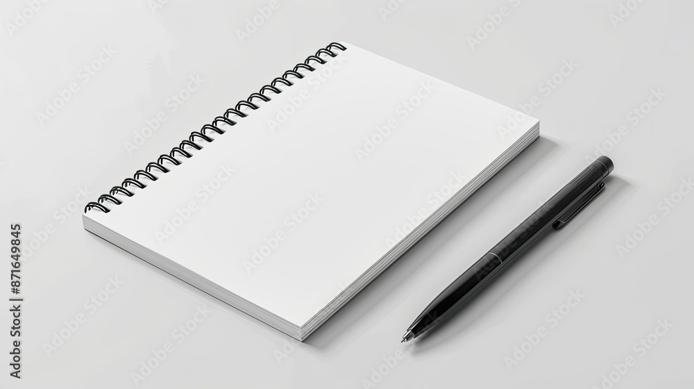 Realistic mockup of a blank closed spiral notepad on white background Realistic mockup of a blank closed spiral notepad on white background