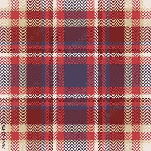 Plaid check pattern in orange and red colors. Seamless fabric texture. Tartan textile print.