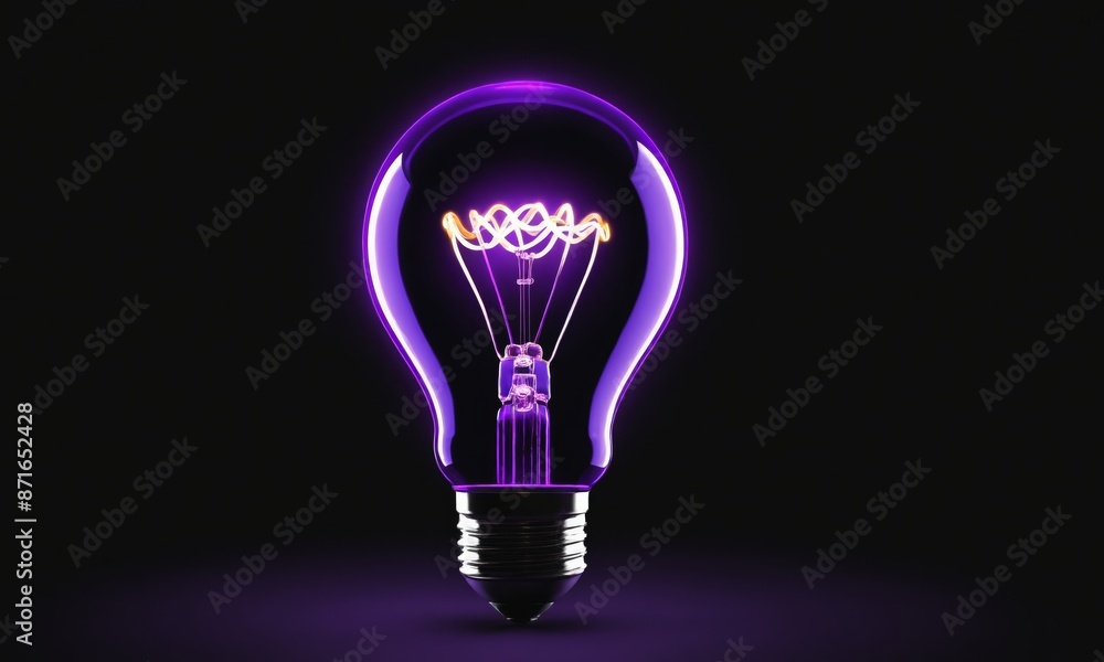 Purple light bulb on black background Purple light bulb on black background