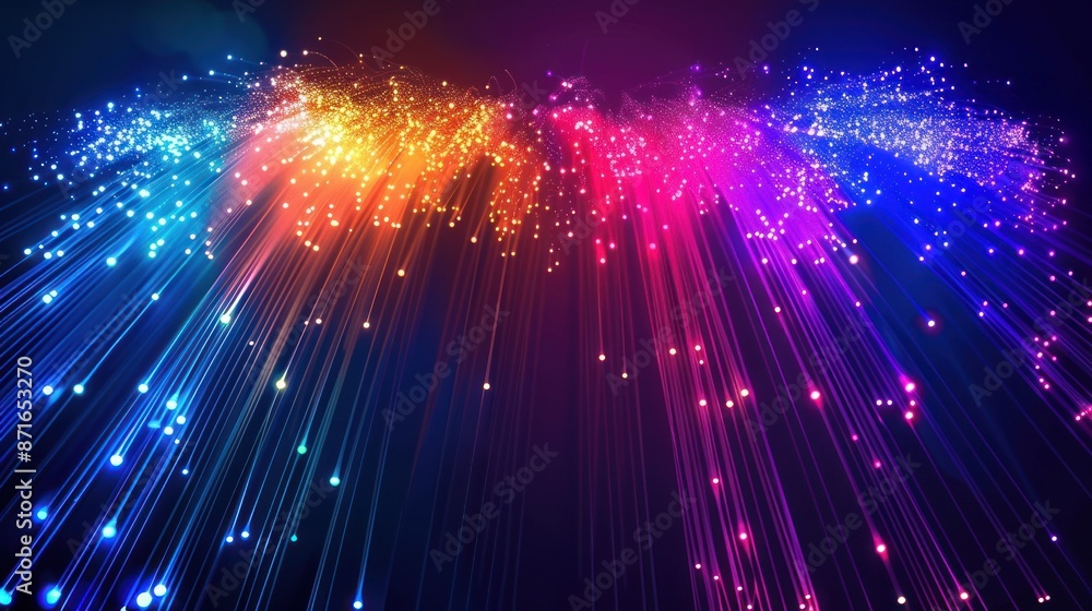 Abstract Digital Light Show: Colorful Streaks and Glowing Dots