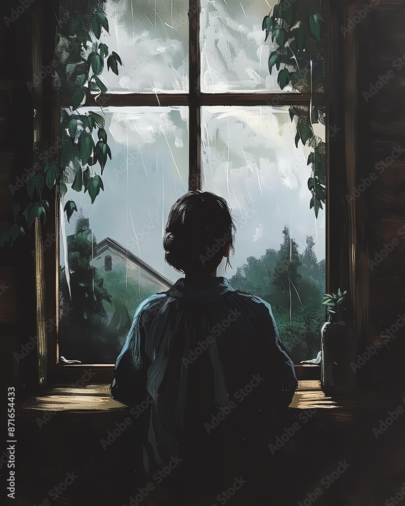 A person contemplating by a window A person contemplating by a window