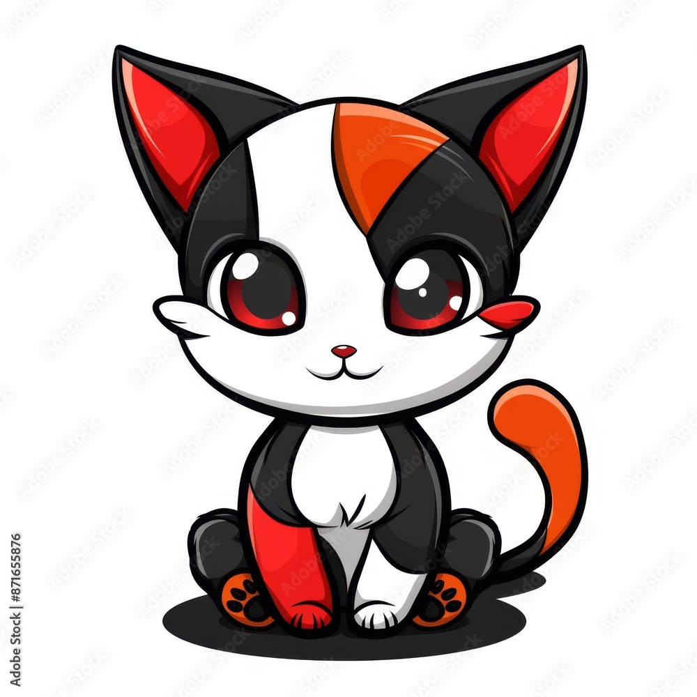 Obraz premium Anime cabi cat with white background