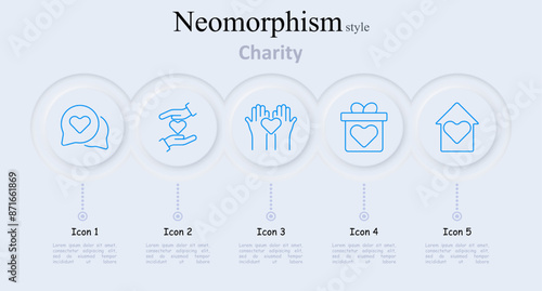 Charity set icon. Communication, donation, support, gift box, home, help, volunteer, heart, giving, charity work, charity organization, nonprofit, hands, love, kindness, social work, present