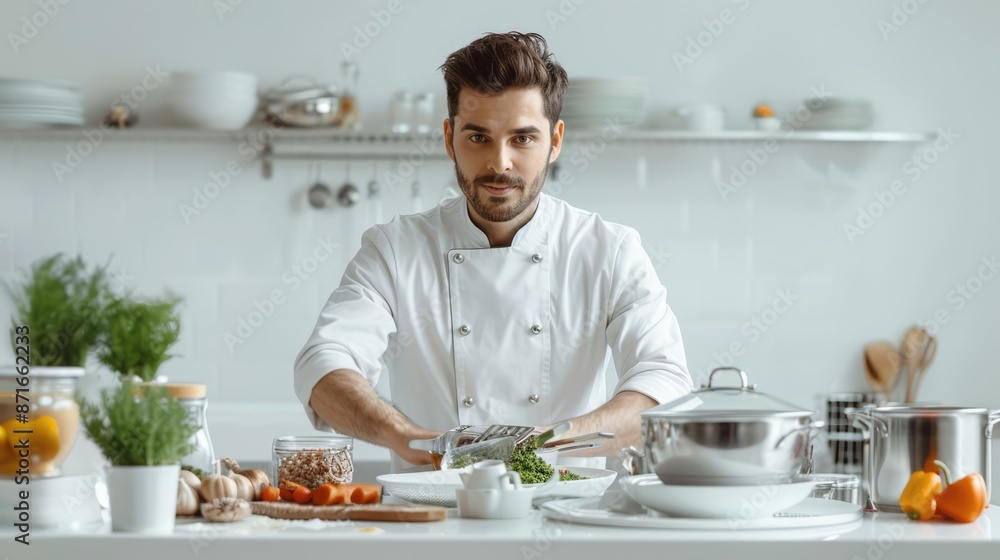 Creative Chef Exploring Culinary Magic in a Minimalist Kitchen, Generate AI Creative Chef Exploring Culinary Magic in a Minimalist Kitchen, Generate AI