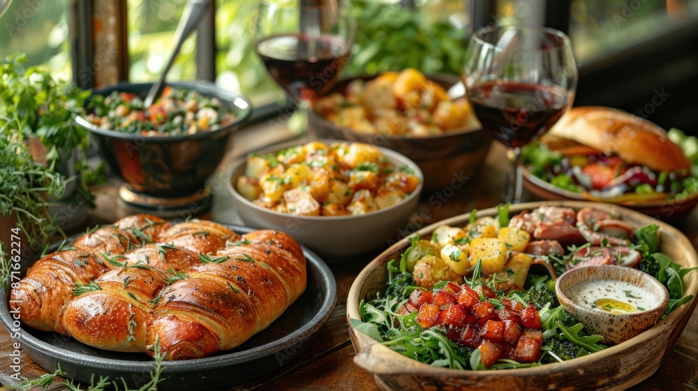 EnrouteFrance's culinary delights on a blank backdrop, featuring gourmet dishes and bustling bistros EnrouteFrance's culinary delights on a blank backdrop, featuring gourmet dishes and bustling bistros