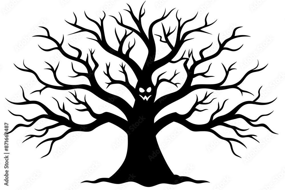 Fototapeta premium Halloween tree silhouette vector, Silhouette of a dead tree vector illustration