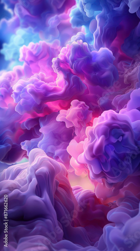 A colorful, abstract image of purple smoke clouds