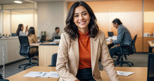 Smiling Latina Woman in Office