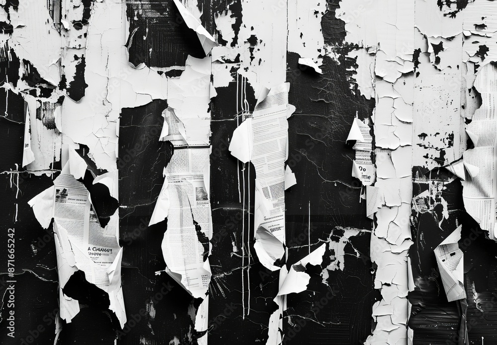 Ripped white paper with a torn edge / Blank poster creased crumpled / Grunge texture surface backdrop / Texture for captions Ripped white paper with a torn edge / Blank poster creased crumpled / Grunge texture surface backdrop / Texture for captions