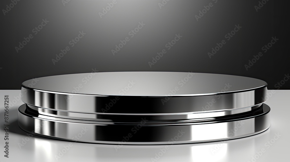 3D rendering of a silver metal podium with a glossy surface. 3D rendering of a silver metal podium with a glossy surface.