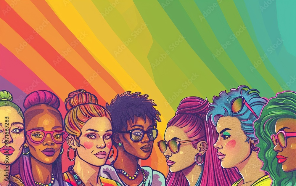 Pride day and the LGBT community with diverse people. Pop art illustration. Generative Ai Pride day and the LGBT community with diverse people. Pop art illustration. Generative Ai