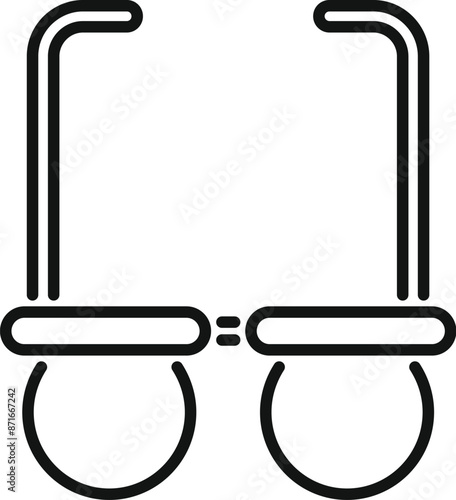 Simple line icon representing a pair of funny round glasses, often associated with geek culture and vision correction