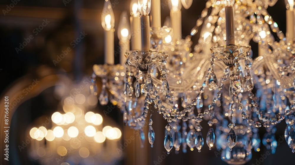 Elegant crystal chandelier in a space Elegant crystal chandelier in a space