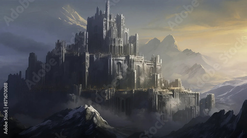 Titans, Keep, Fantasy, Castle, Mountains, Surrounding Fantasy wallpaper, rpg landscape