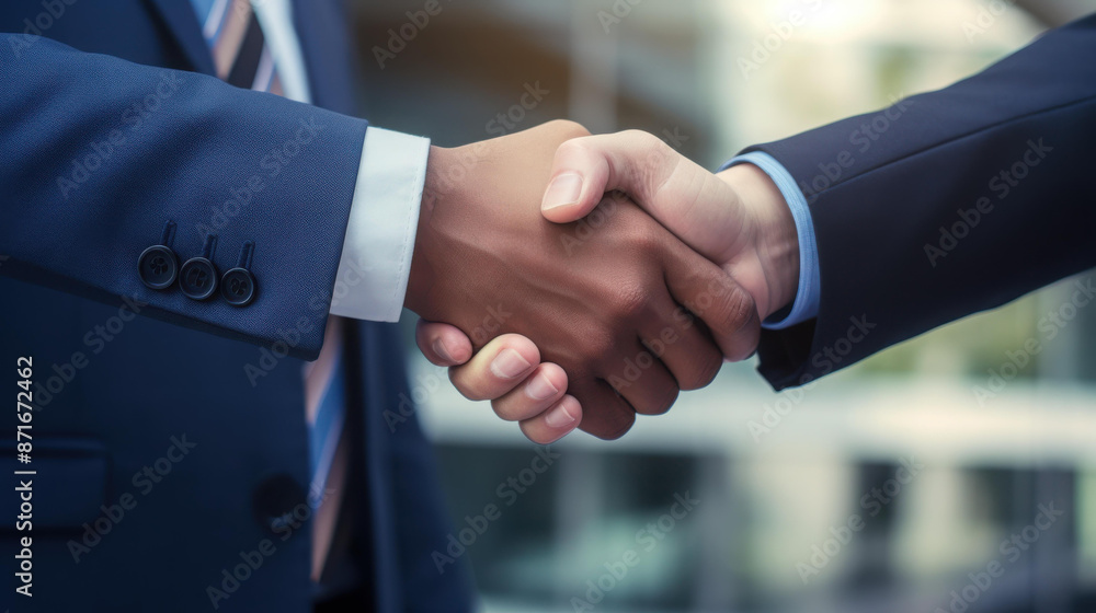 Business professionals shaking hands after a successful meeting Business professionals shaking hands after a successful meeting