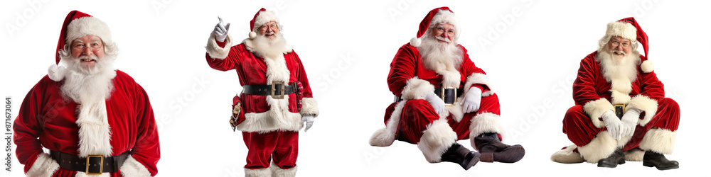Collection of santas isolated on transparent or white background Collection of santas isolated on transparent or white background