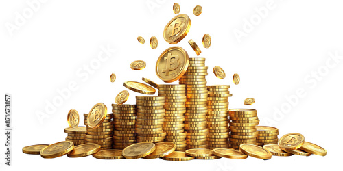 Wallpaper Mural Stack  and pile of  bit coins isolated Torontodigital.ca