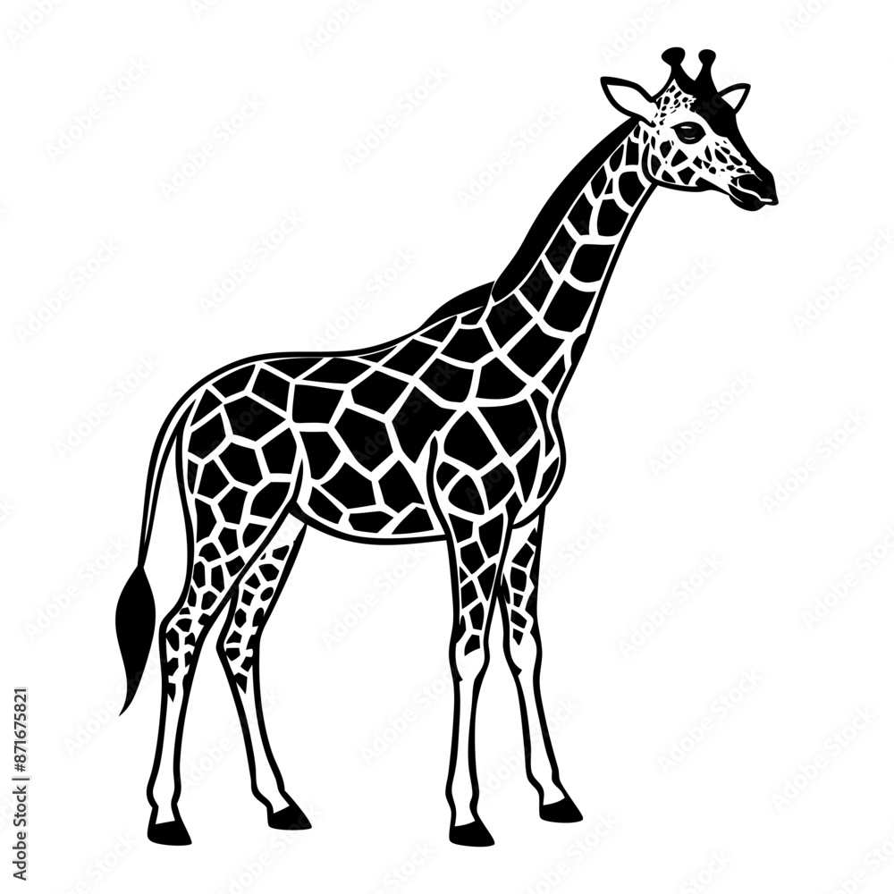 Fototapeta premium Giraffe vector illustration, Giraffe silhouette, Giraffe vector art