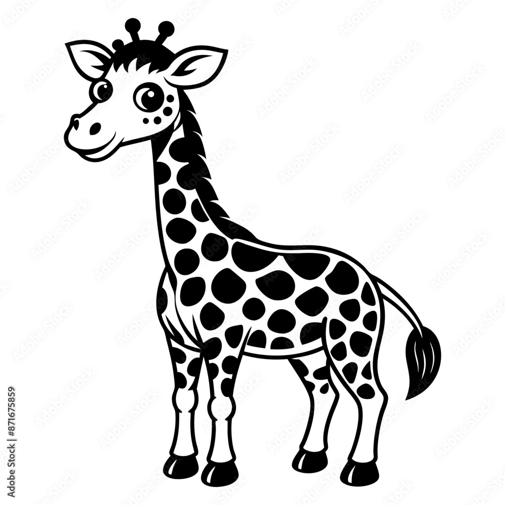 Naklejka premium Giraffe vector illustration, Giraffe silhouette, Giraffe vector art