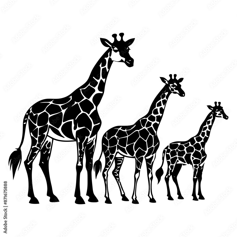 Fototapeta premium Giraffe vector illustration, Giraffe silhouette, Giraffe vector art