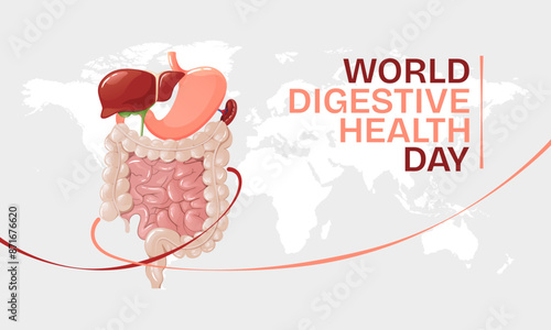 World Digestive Health Day template with human internal organs
