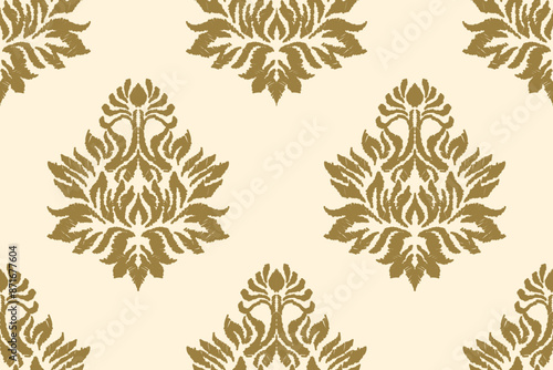 Ethnic ikat seamless pattern in tribal. Aztec geometric ethnic ornament print. Ikat pattern style. Design for background, wallpaper, illustration, fabric, clothing, carpet, textile, batik, embroidery.