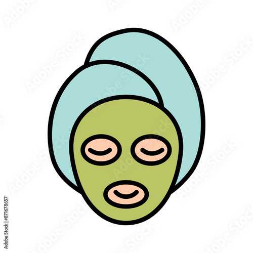 Spa mask line icon. Skincare, beauty, relaxation, wellness, facial treatment, selfcare, hydration, rejuvenation, anti-aging, cleansing, therapy, spa treatment, health, glow, pampering, calm, treatment