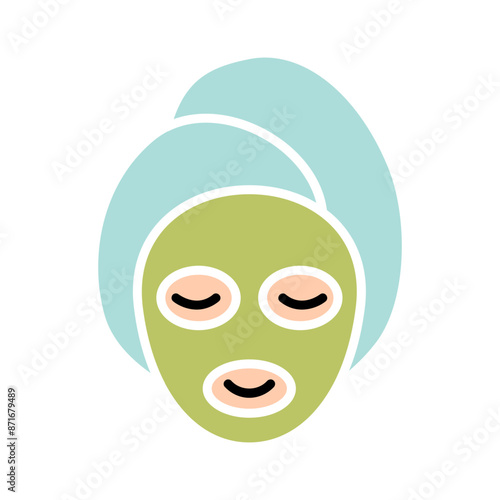 Spa mask line icon. Skincare, beauty, relaxation, wellness, facial treatment, selfcare, hydration, rejuvenation, anti-aging, cleansing, therapy, spa treatment, health, glow, pampering, calm, treatment