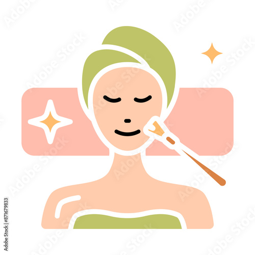 Facial treatment line icon. Skincare, beauty, spa, relaxation, rejuvenation, cleansing, facial mask, therapy, wellness, health, anti-aging, pampering, glow, hydration, facial care, self-care, salon