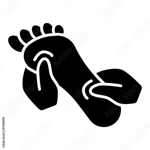 Hand massaging foot. Spa massage line icon. Massage and therapy concept. Design for poster, banner, greeting card, invitation, postcard