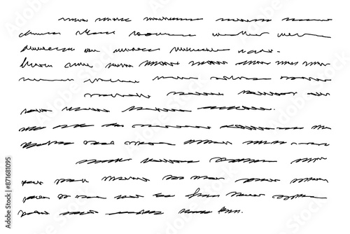 Unreadable hand written text. Illegible antique English cursive fake document. Linear abstract text