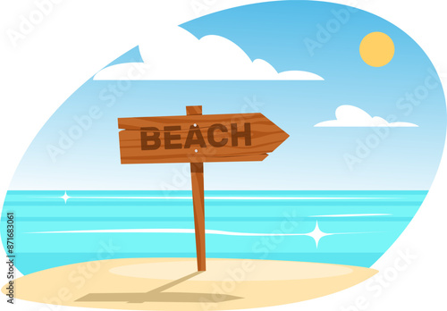 wooden sign with the word beach 