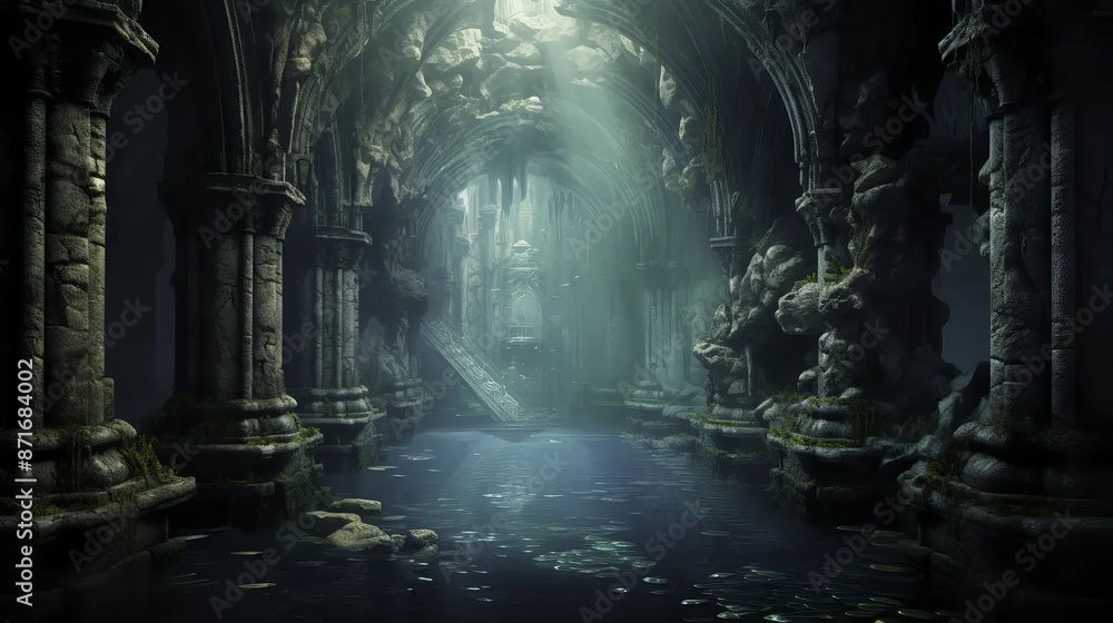 underwater, grotto, fantasy, scene Fantasy wallpaper, rpg landscape underwater, grotto, fantasy, scene Fantasy wallpaper, rpg landscape