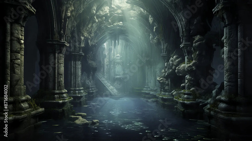 underwater, grotto, fantasy, scene Fantasy wallpaper, rpg landscape