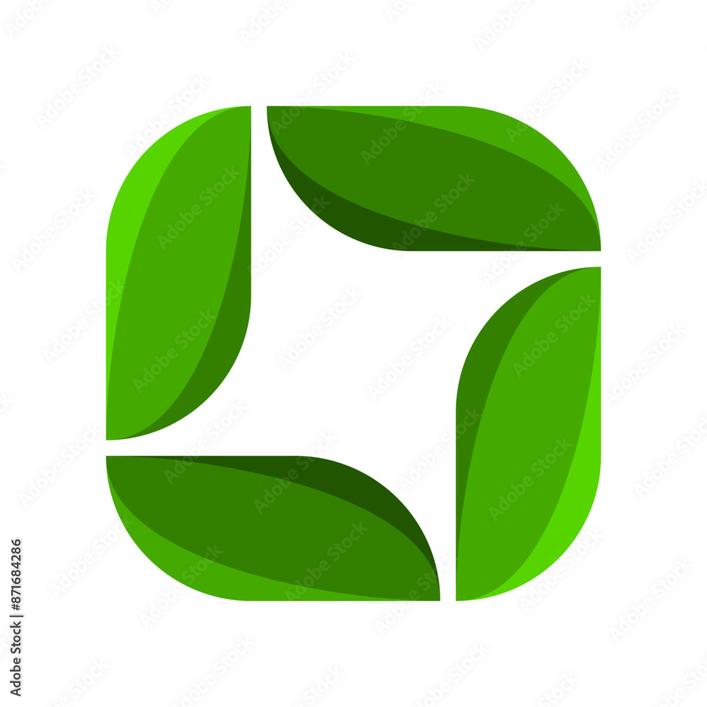 Green leave recycle eco icon flat vector design