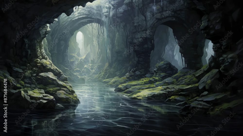 underwater, grotto, fantasy, illustration Fantasy wallpaper, rpg landscape underwater, grotto, fantasy, illustration Fantasy wallpaper, rpg landscape