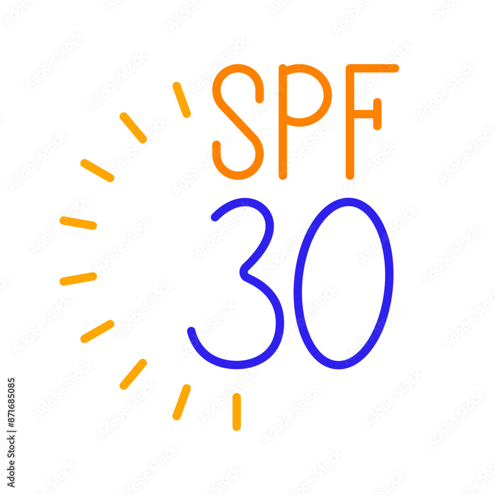 Obraz premium SPF 30 line icon. Skincare, ultraviolet, beauty, spa, sunburn, rejuvenation, cleansing, facial mask, therapy, wellness, health, anti-aging, pampering, glow, hydration, facial care, self-care, salon