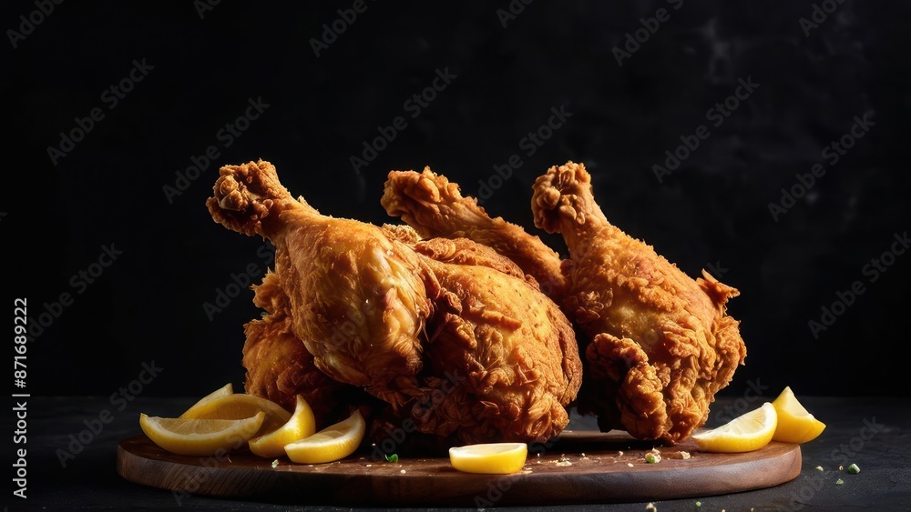 Elegant Minimalism, Duo of Fried Chicken with Lemon and Parsley Elegant Minimalism, Duo of Fried Chicken with Lemon and Parsley